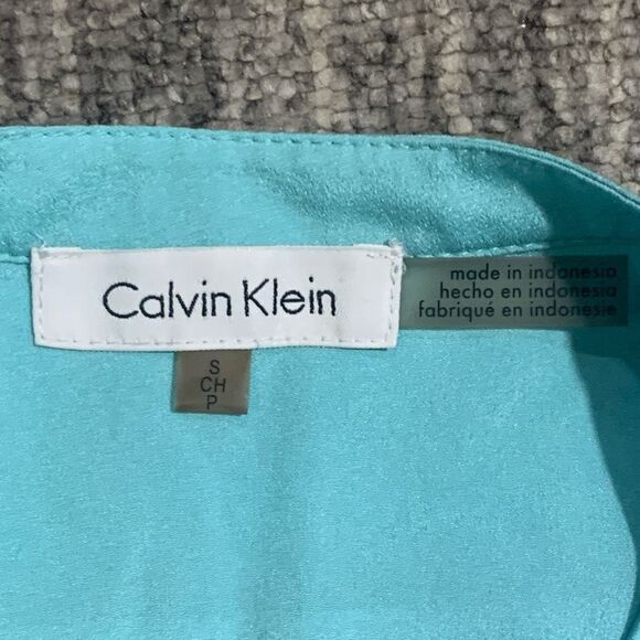 Calvin Klein Womens Size Small Button Front Top Blue Black Ombre Long Sleeve - Picture 2 of 7